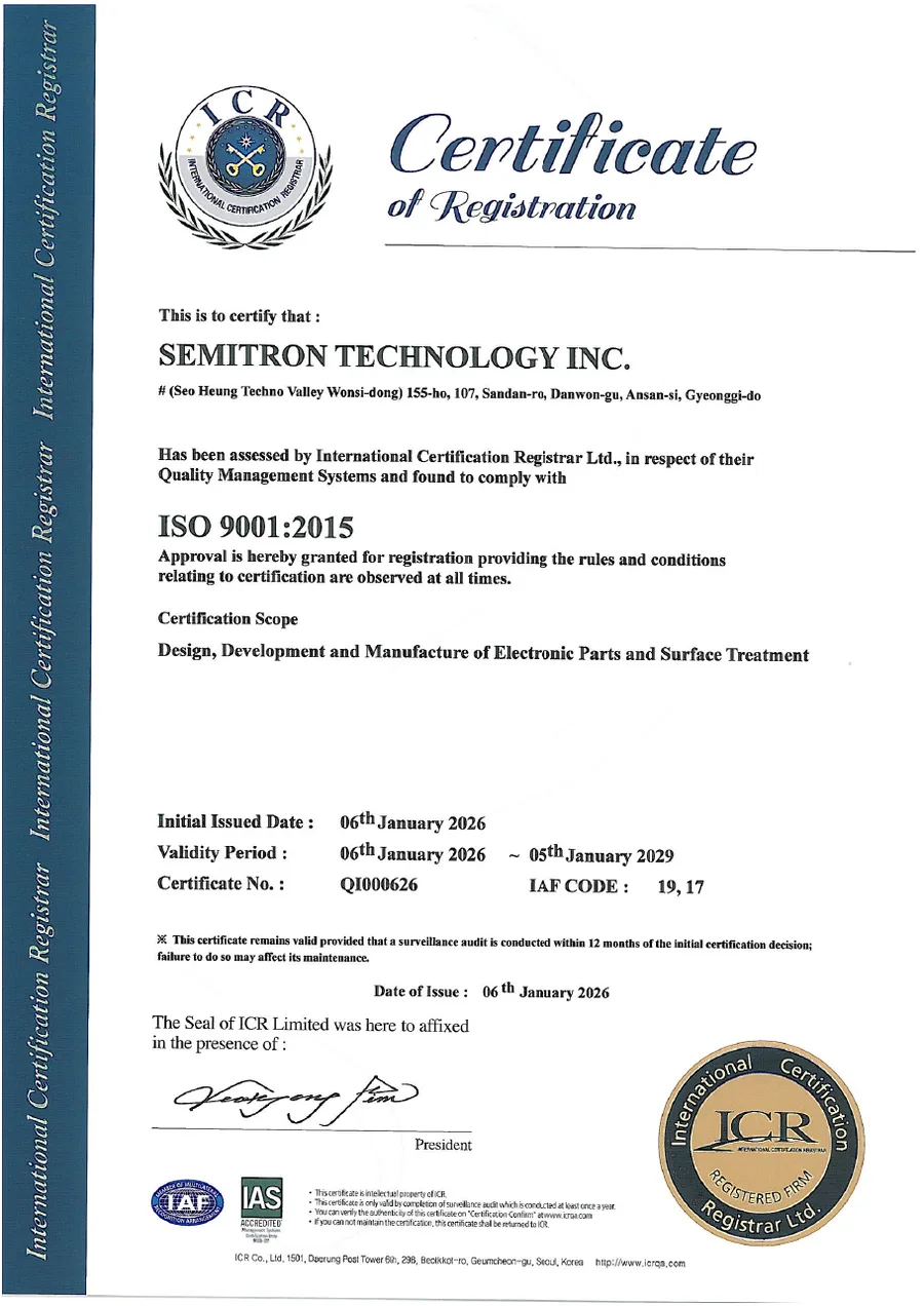 ISO 9001 certificate